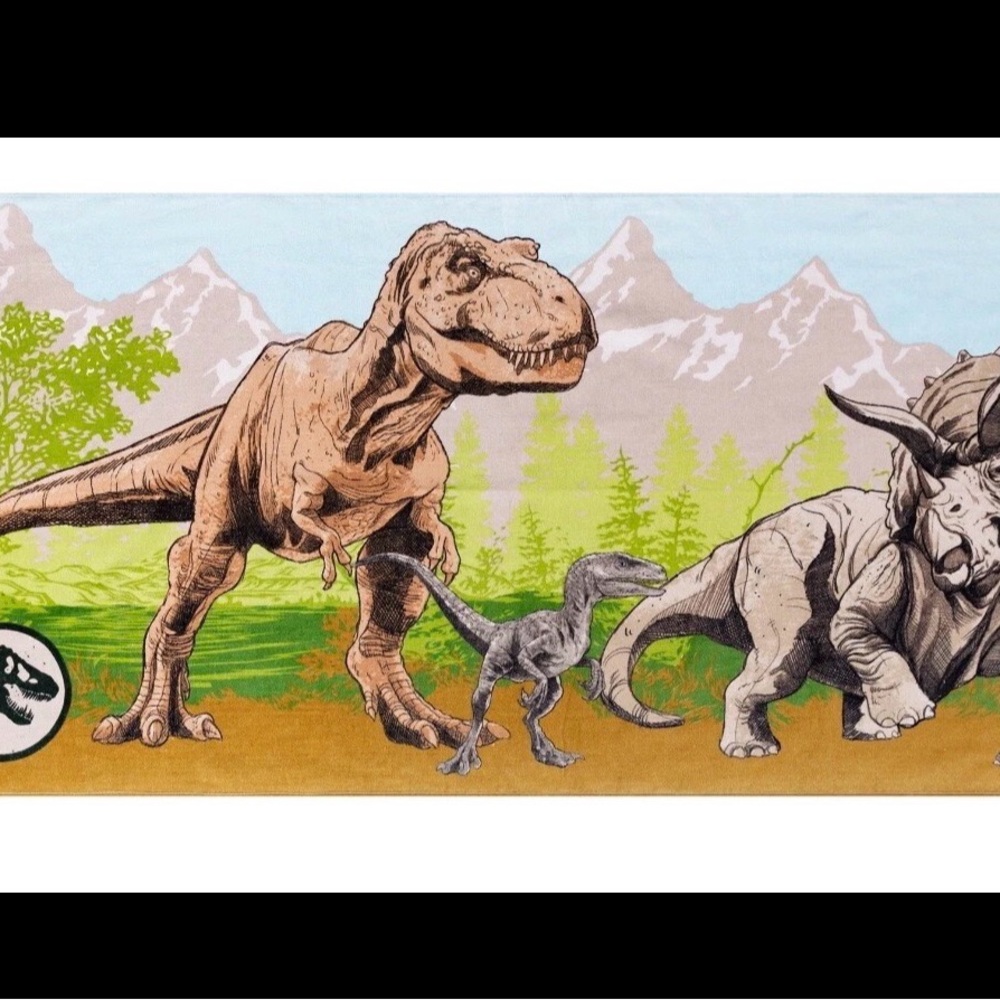 Dinosaur Mural Wallpaper Border - Brown & Green Dinosaurs